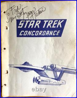 1973 GEORGE TAKEI AUTOGRAPHED STAR TREK CONCORDANCE sci-fi television show book