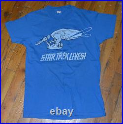 1973 STAR TREK vtg sci-fi tv show movie tee shirt (M) 1970s Spock Captain Kirk