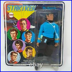1974 Mego Star Trek Original Mr. Spock Blue Name Vintage MOC Unpunched