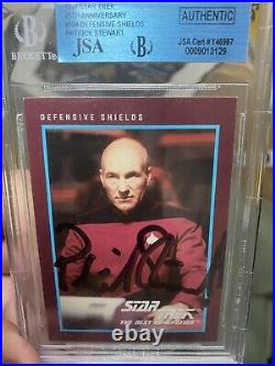 1991 Star Trek Tng Card #104 Signed Bypatrick Stewart Jsa #0009013129