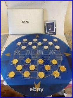 1993 Franklin Mint 24k Plated Gold & Silver Star Trek Checkers Set Draughts cert