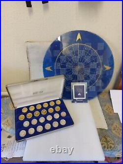 1993 Franklin Mint 24k Plated Gold & Silver Star Trek Checkers Set Draughts cert