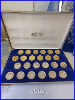 1993 Franklin Mint 24k Plated Gold & Silver Star Trek Checkers Set Draughts cert