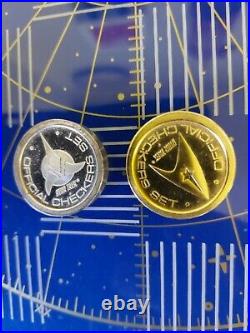 1993 Franklin Mint 24k Plated Gold & Silver Star Trek Checkers Set Draughts cert