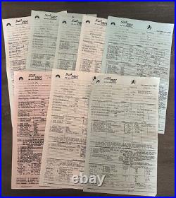 1993 STAR TREK TNG call sheet lot of 8 THE CHASE Jonathan Frakes Rare original