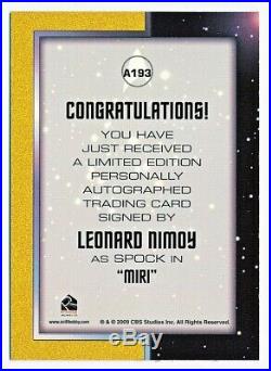 2009 Star Trek The Original Series TOS Leonard Nimoy Autograph Auto VL #A193 QTY