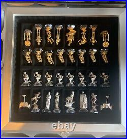 25th Anniversary Star Trek Gold & Silver Chess Set with Piece Cards Complete