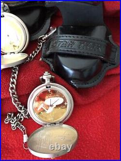 4 Star Trek Collector's Pocket Watch's (Franklin Mint) & Display Board