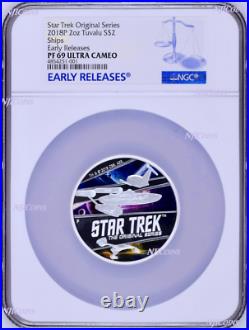 850 Mintage 2018 Star Trek The Original Series Ships 2oz Silver Coin NGC PF69 ER