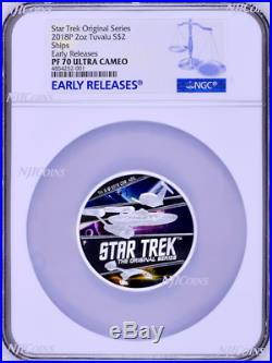 850 Mintage 2018 Star Trek The Original Series Ships 2oz Silver Coin NGC PF70 ER