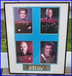 Autographed & Framed Le Photos Star Trek Captains Kirk Picard Janeway & Sisko