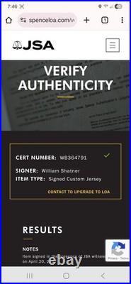 Autographed/Signed William Shatner Star Trek Captain Kirk Shirt/Uniform JSA COA