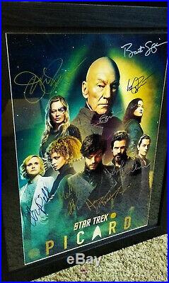 Cast Autographed Poster STAR TREK PICARD + C. O. A. Framed 16x20