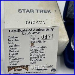 Classic Star Trek Captain Kirk 1 Oz Pure Silver Proof Coin