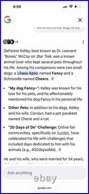 DeForest Kelley Original Dog Sketch Signed Leonard McCoy Star Trek
