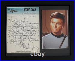 DeForest Kelly Dr'Bones' McCoy Star Trek Actor, Hand Signed Framed Letter & COA