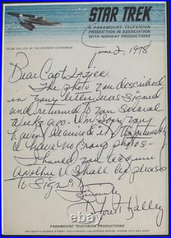 DeForest Kelly Dr'Bones' McCoy Star Trek Actor, Hand Signed Framed Letter & COA DeForest Kelly Dr'Bones' McCoy Star Trek Actor, Hand Signed Framed Letter & COA