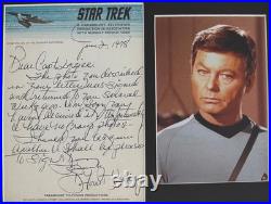 DeForest Kelly Dr'Bones' McCoy Star Trek Actor, Hand Signed Framed Letter & COA