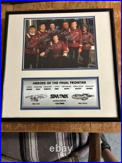 Framed Limited Edition Star Trek Original Cast (7) Signed Autograph Photo Plaque