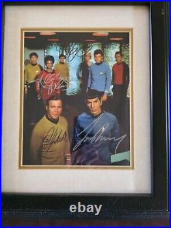 Framed Star Trek Original Series Signed by 4 Willam Shatner, Leonard Nimoy Etc