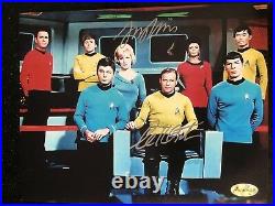 Genuine Hand Signed William Shatner And Deforest Kelly Star Trek Cast Photo