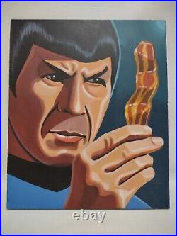 Leonard Nimoy Star Trek & Bacon Painting Signed J Azarian 2013 Vermont Artist