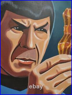 Leonard Nimoy Star Trek & Bacon Painting Signed J Azarian 2013 Vermont Artist