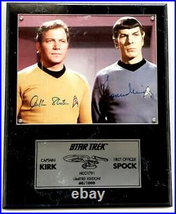 Leonard Nimoy/William Shatner Star TrekTOS Autographed Photo Plaque-QVC