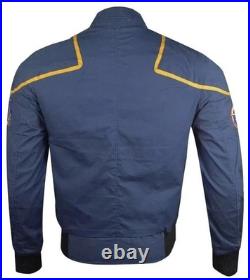 Men's Space Pilot Star Trek Enterprise Jonathan Blue Cotton Classic Jacket