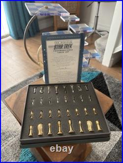 Official Franklin Mint 1994 STAR TREK Tridimensional 3D Chess Set BOXED UNUSED