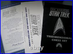 Official Franklin Mint Ltd Edition Star Trek Tridimensional Chess Set With Board