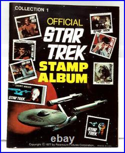 Original 1973 Official Star Trek Stamp Album w 6 Stamp Packs- Unstuck (J-6072-B)