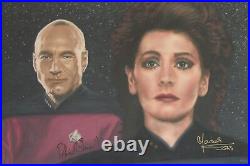 Original Painting Autographed by Patrick Stewart & Marina Sirtis, Start Trek