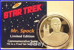 Original SPOCK Star Trek 1 oz. 999 Silver Coin- Proof- Boxed- FREE S&H