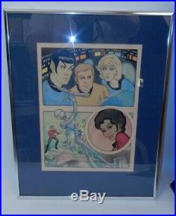 Original STAR TREK art George Barr 1973 Spock Kirk Uhura Science Fiction framed