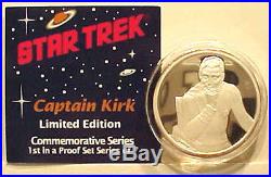 Original Set of 7 Classic Star Trek 1 oz. 999 Silver Coin- Proof- with Display
