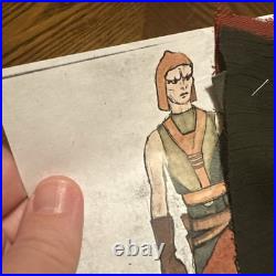 Original Star Trek Voyager Robert Blackman Costume Design Concept Art WithFabric