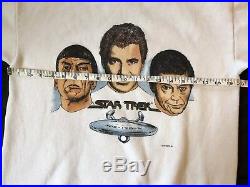 RARE Vintage Star Trek Sweatshirt Kirk Spock McCoy Enterprise White Large