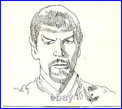 Rare Star Trek Spock Original Pen and Ink Published Art Signed by Bill Eubank