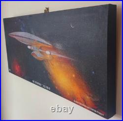 Rare Star Trek USS Enterprise NCC 1701-D Large Canvas on Wood Wall Art Decor