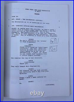 STAR TREK NEXT GENERATION Rob Legato 1988 TV Script Q Who Patrick Stewart AUTO