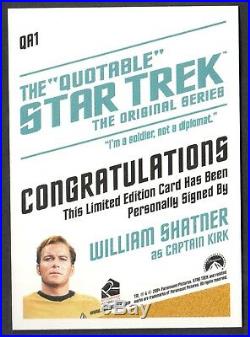 STAR TREK QUOTABLE ORIGINAL SERIES TOS Autograph Card #QA1 WILLIAM SHATNER v1