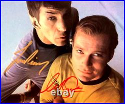STAR TREK Signed 8x10 (KIRK + SPOCK Nimoy, Shatner) Authentic Autographs withCOA