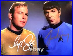 STAR TREK Signed 8x10 (KIRK + SPOCK Nimoy, Shatner) Authentic Autographs withCOA