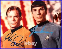 STAR TREK Signed 8x10 (KIRK + SPOCK Nimoy, Shatner) Authentic Autographs withCOA