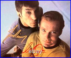 STAR TREK Signed 8x10 (KIRK + SPOCK Nimoy, Shatner) Authentic Autographs withCOA