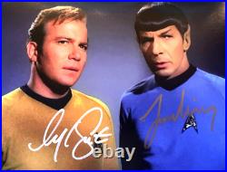STAR TREK Signed 8x10 (KIRK + SPOCK Nimoy, Shatner) Authentic Autographs withCOA