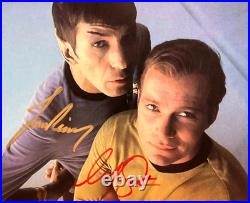 STAR TREK Signed 8x10 (KIRK + SPOCK Nimoy, Shatner) Authentic Autographs withCOA