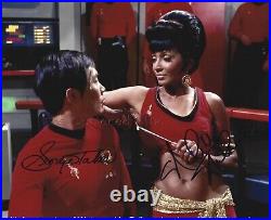 STAR TREK TOS. GEORGE TAKEII & NICHELLE NICHOLS. Hand signed 8x10 photo COA