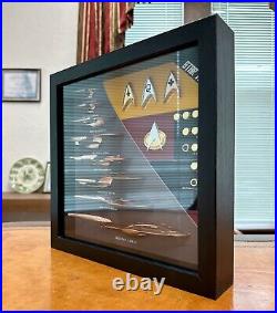 Ship & Combadge Display Shadow Box Star Trek, Enterprise, Large Fan Made, with G